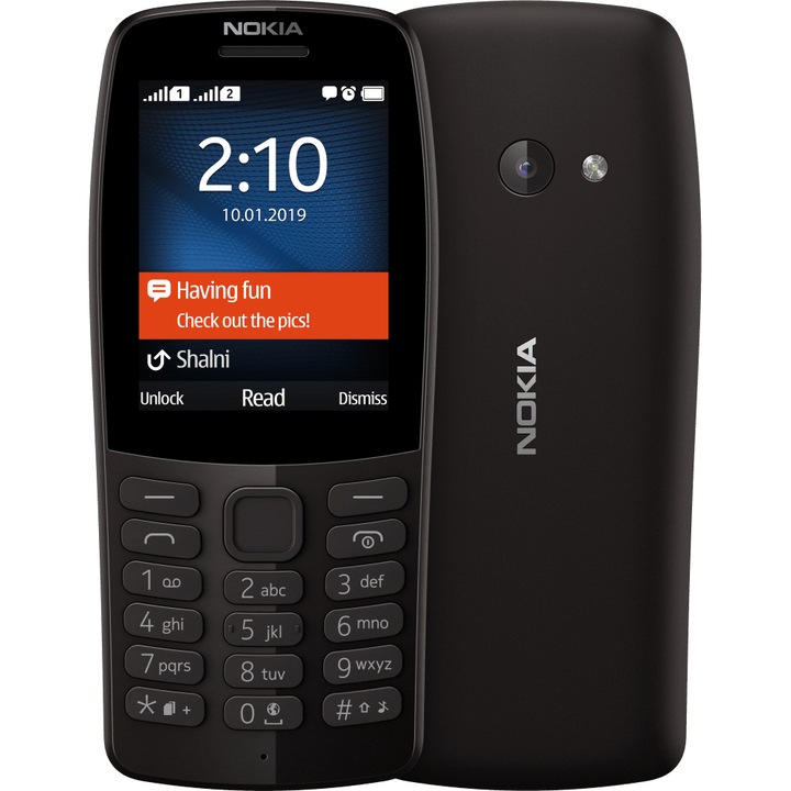 Nokia 210 (2019) Mobiltelefon, Kártyafüggetlen, Dual SIM, Fekete