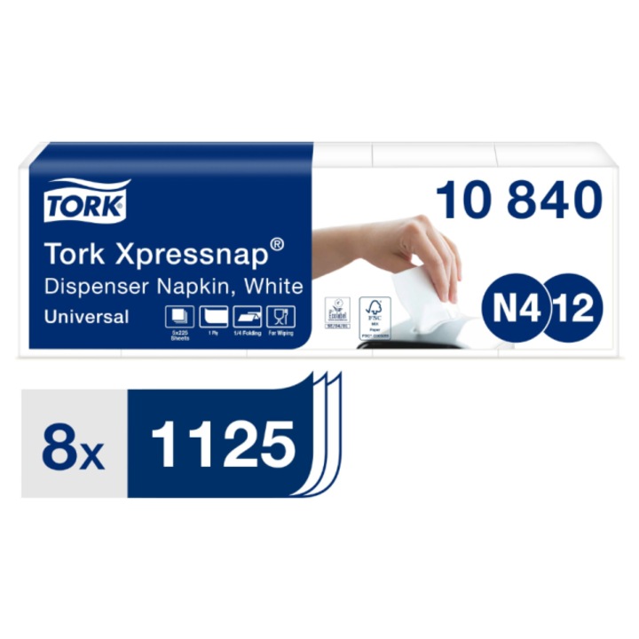 Servetele de masa pentru Dozator Tork Xpressnap®, Alb, 1 strat, 9000 bucati