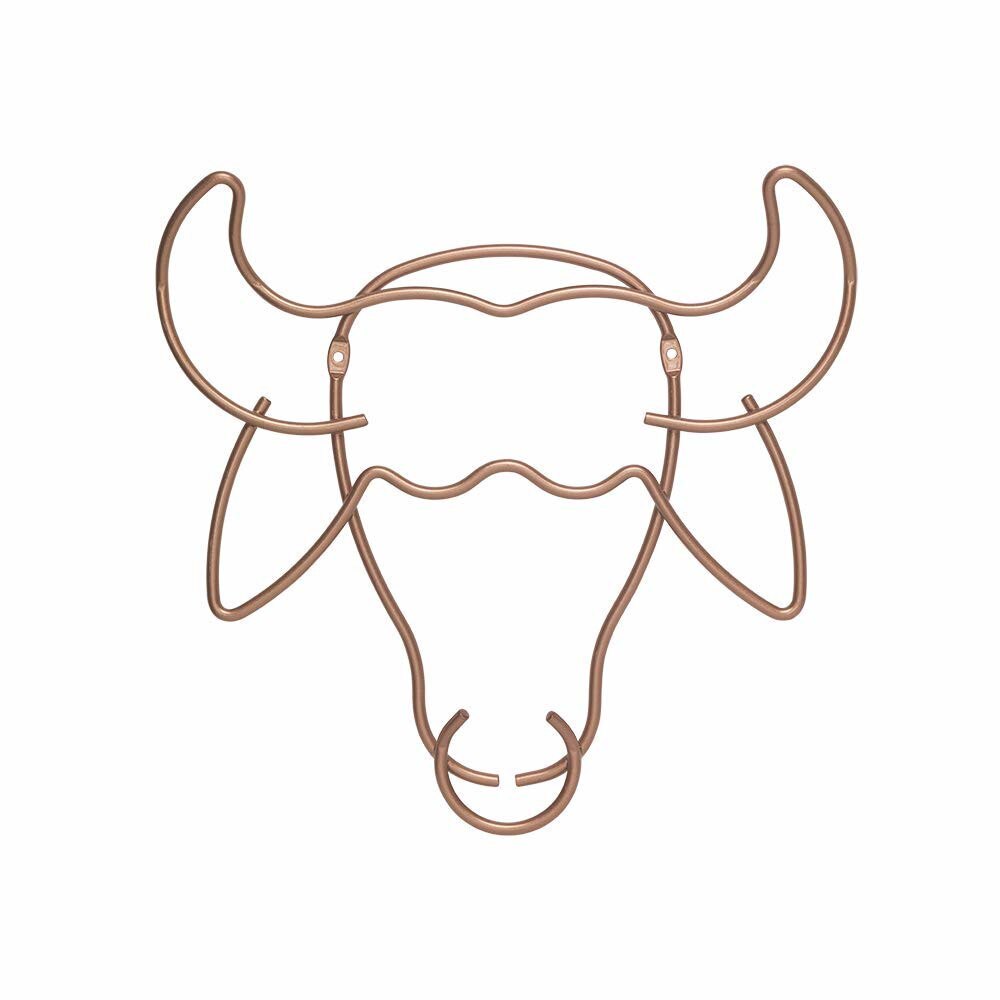 Cuier de perete finisaj cupru in forma de taur