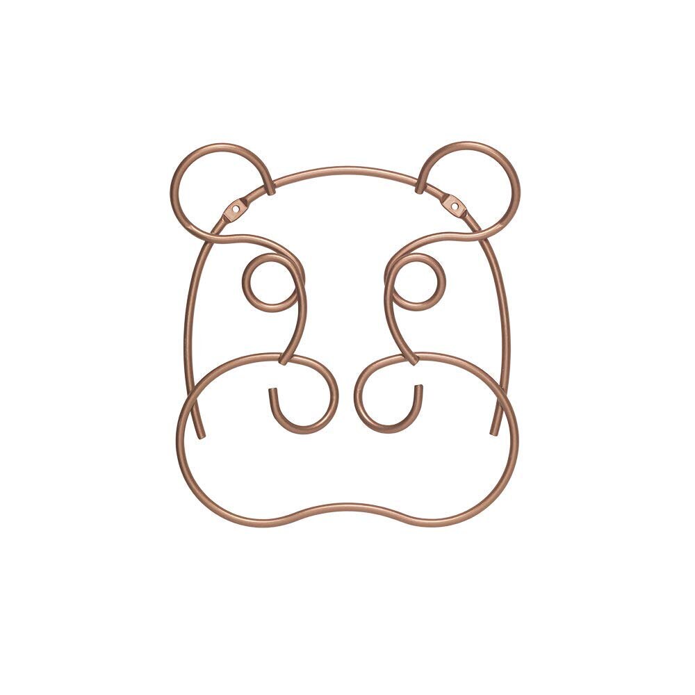 Cuier de perete finisaj cupru in forma de hipopotam