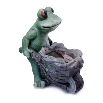 Decoratiune gradina, ceramica, broasca cu roaba, 31.5x20x34 cm Decoratiune gradina, ceramica, broasca cu roaba, 31.5x20x34 cm
