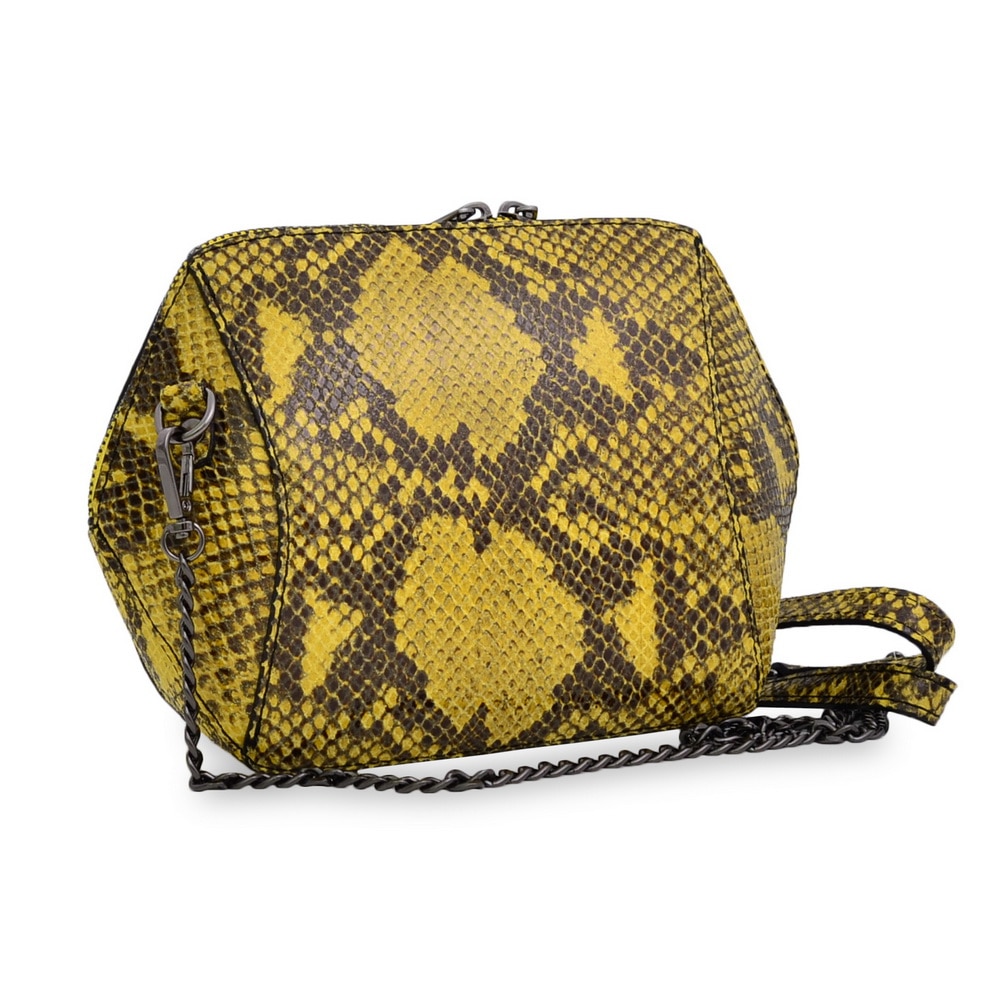 Geanta de seara Samoa, de dama, piele naturala, culoare galben