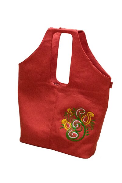 Geanta din piele naturala femei Spring cu broderie, handmade, Amaya, 39 x 23 x 32,5 cm