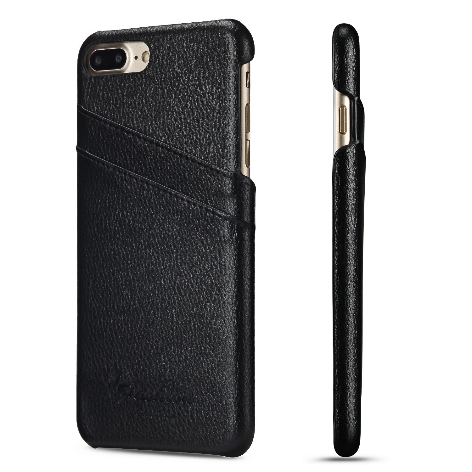 Husa iPhone 8 Plus, 7 Plus, CaseMe, slim din piele, cu buzunarase carduri, back cover, culoare Negru