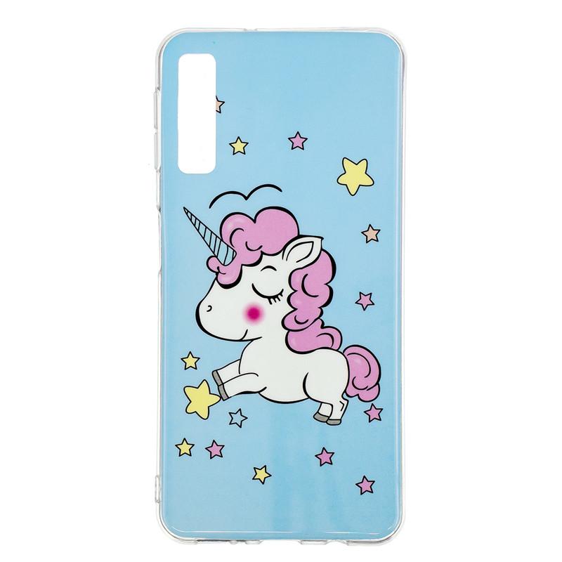 Carcasa Husa Samsung Galaxy A7 2018 Model Baby Unicorn, Fosforescent, Antisoc + Folie sticla securizata Samsung Galaxy A7 2018 Tempered Glass Viceversa