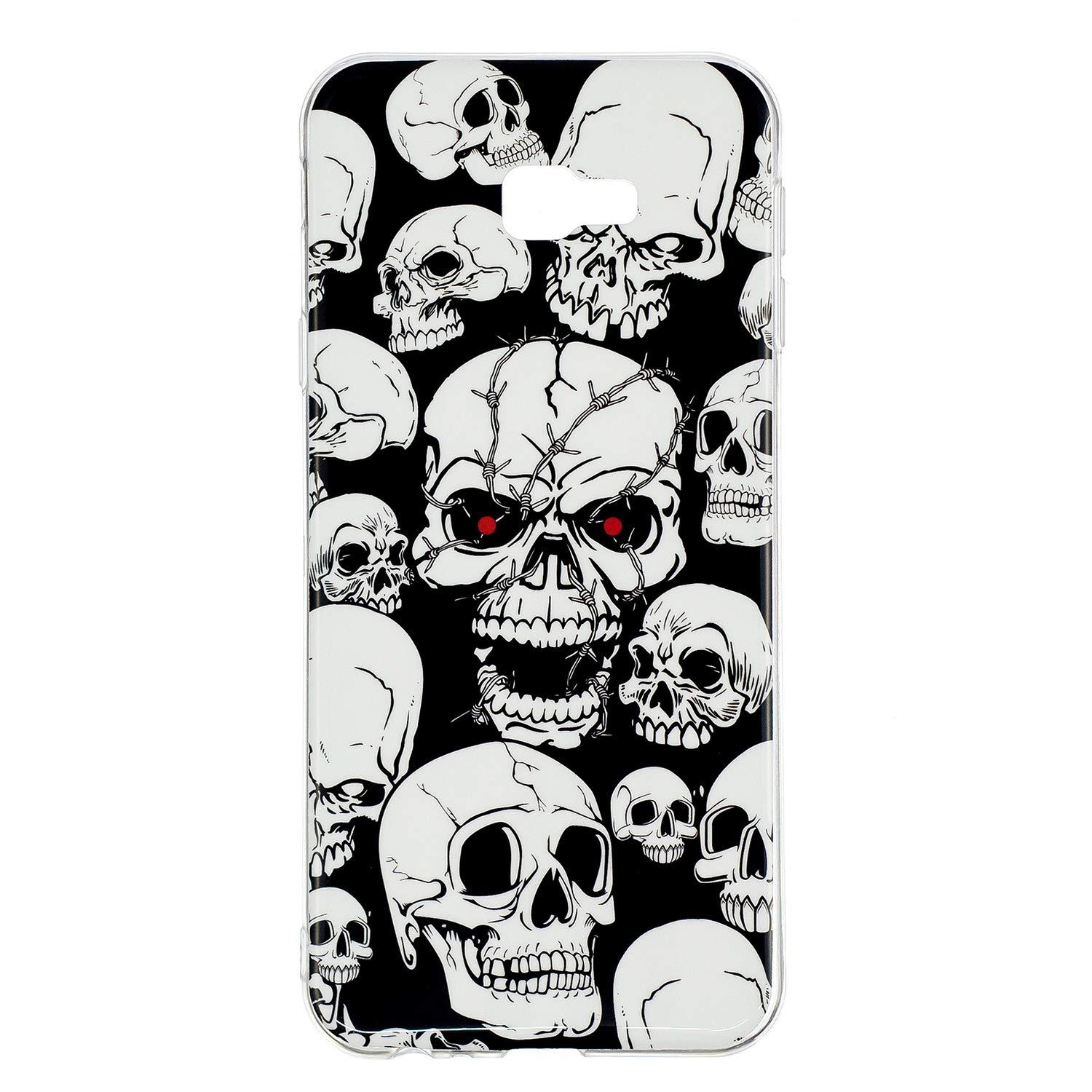 Carcasa Husa Samsung Galaxy J4 Plus Model Skulls, Fosforescent, Antisoc + Folie sticla securizata Samsung Galaxy J4 Plus Tempered Glass Viceversa