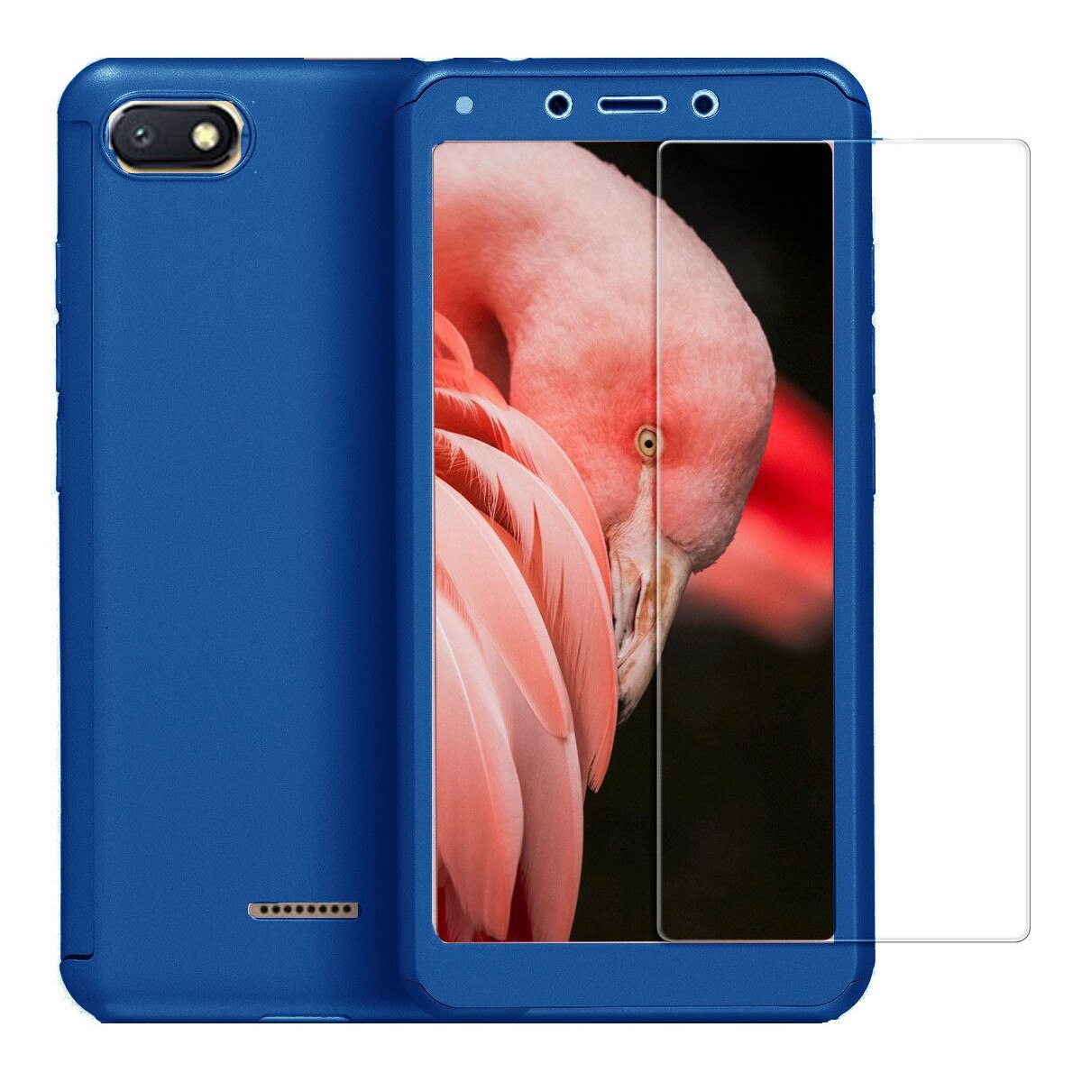Husa Full Cover 360° (fata + spate + folie sticla) pentru Xiaomi Redmi 6A, Albastru