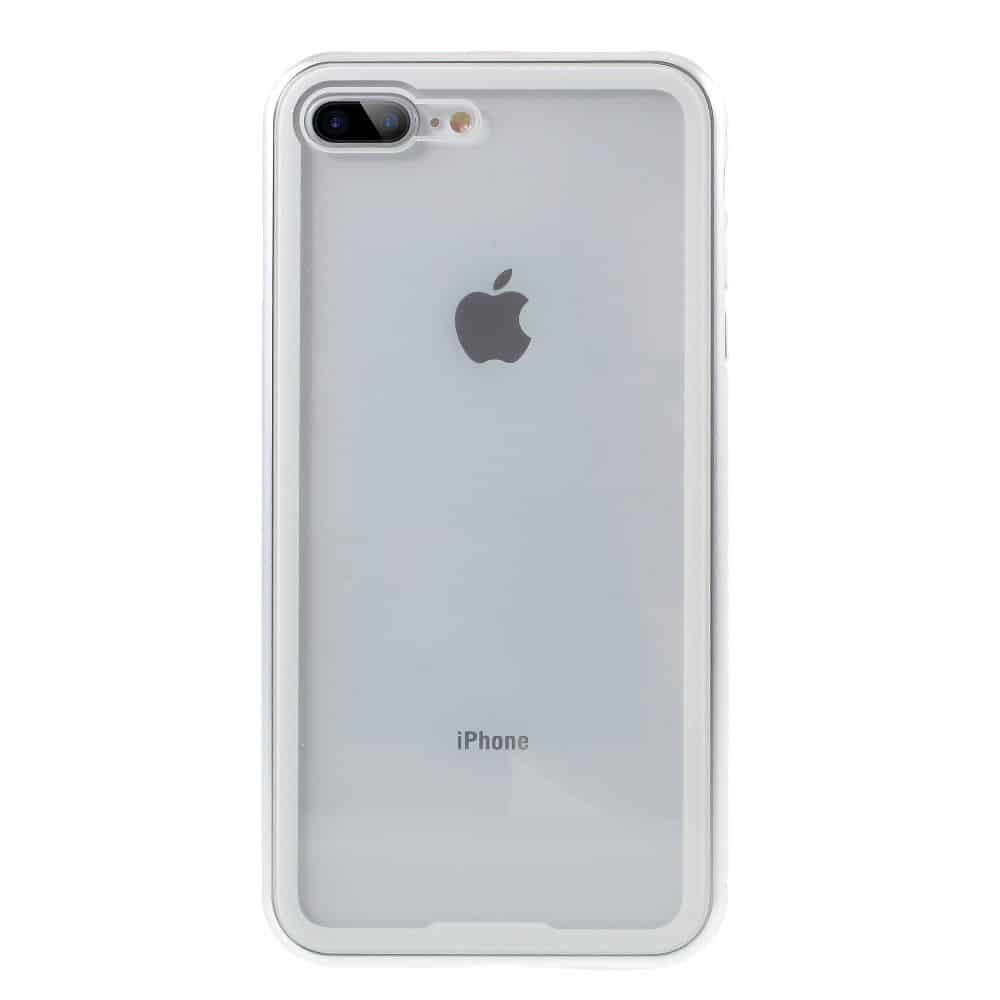 Husa iPhone 7 Plus / 8 Plus - Sticla Fata+Spate 360 grade, Cadru metalic cu magneti, argintiu