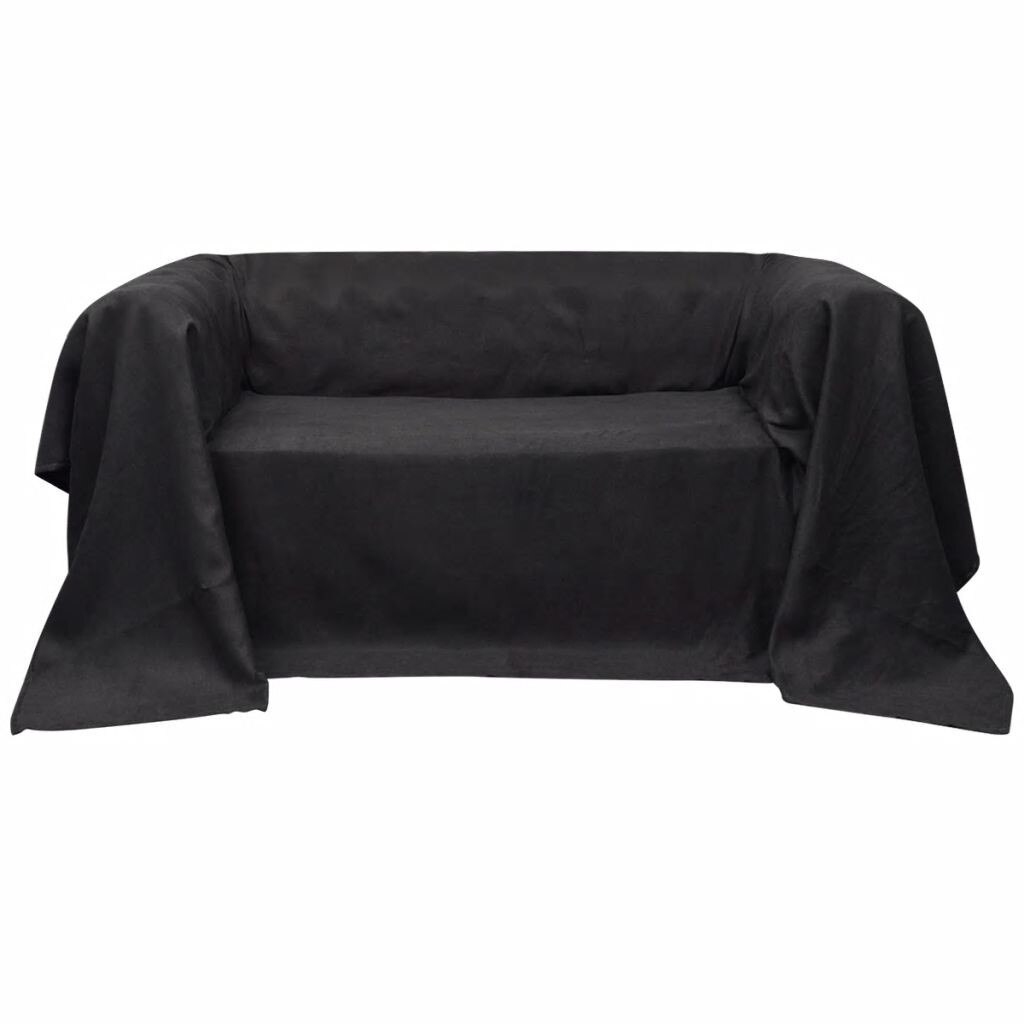 Husa din velur micro-fibra pentru canapea, vidaXL, Tesatura, 210 x 280 cm, Negru