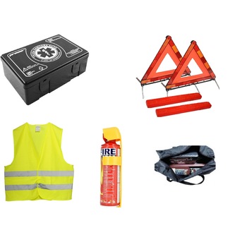 Kit siguranta auto IDL© omologat R.A.R cu valabilitate 5 ani, 1x Trusa prim ajutor, 2 xTriunghiuri,1x Stingator tip spray 1000ml, 1xVesta reflectorizanta alaturi de Geanta pentru depozitare Kit siguranta auto IDL© omologat R.A.R cu valabilitate 5 ani, 1x Trusa prim ajutor, 2 xTriunghiuri,1x Stingator tip spray 1000ml, 1xVesta reflectorizanta alaturi de Geanta pentru depozitare