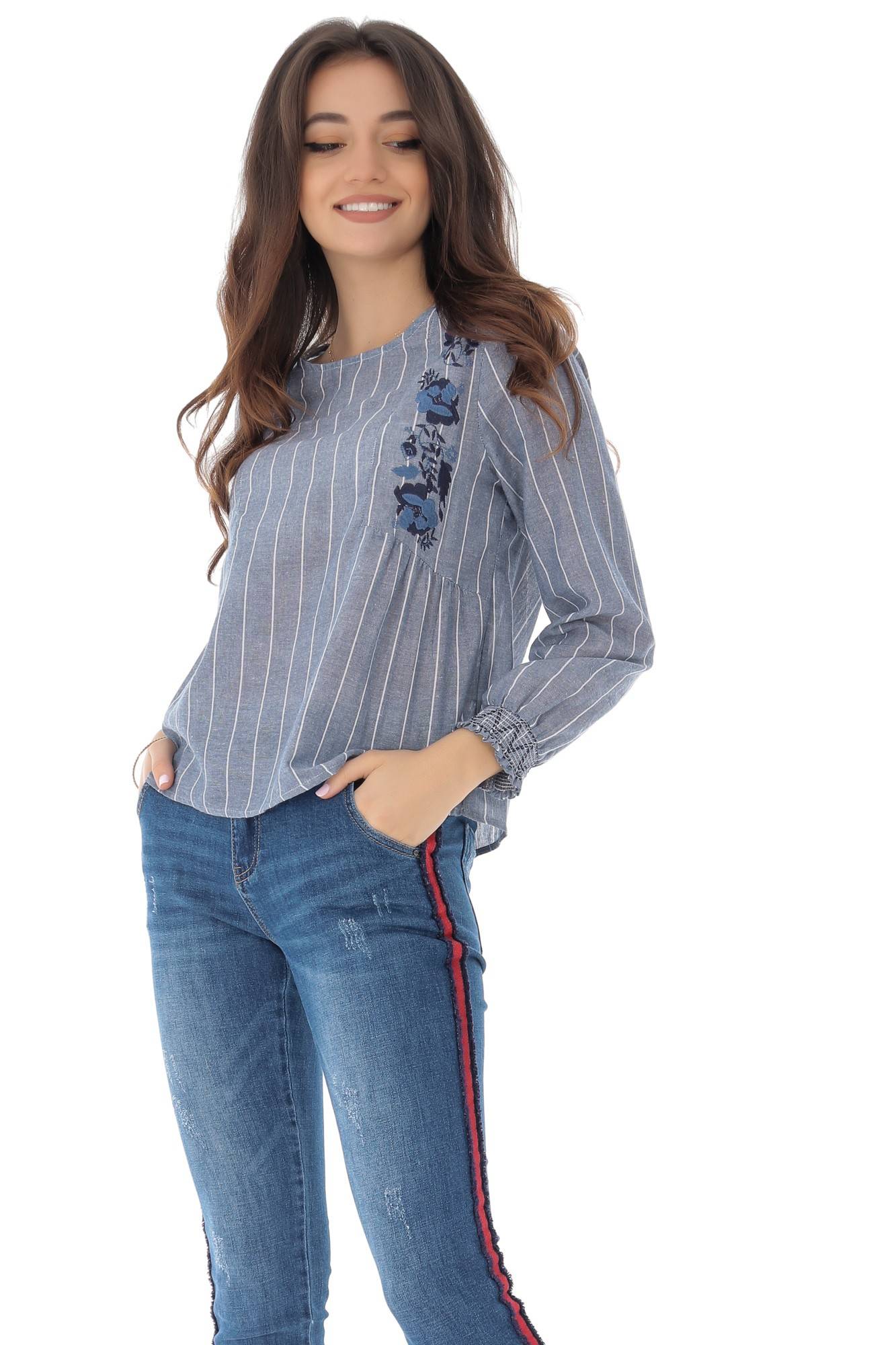 Bluza lejera, bleumarin, cu maneci lungi, ROH , S