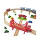 Детско влакче „GREEN WOOD TRAIN TRACK“, 2 влака, XXL коловози, Сменяем маршрут, Множество аксесоари, Естествено дърво