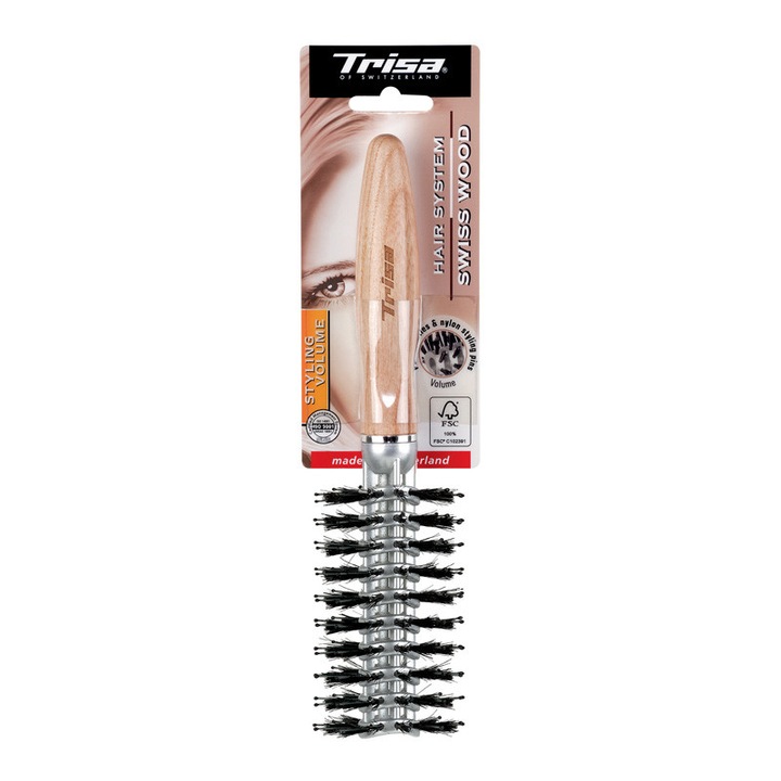 Perie par Swiss Wood Styling Volume Trisa, par natural de porc