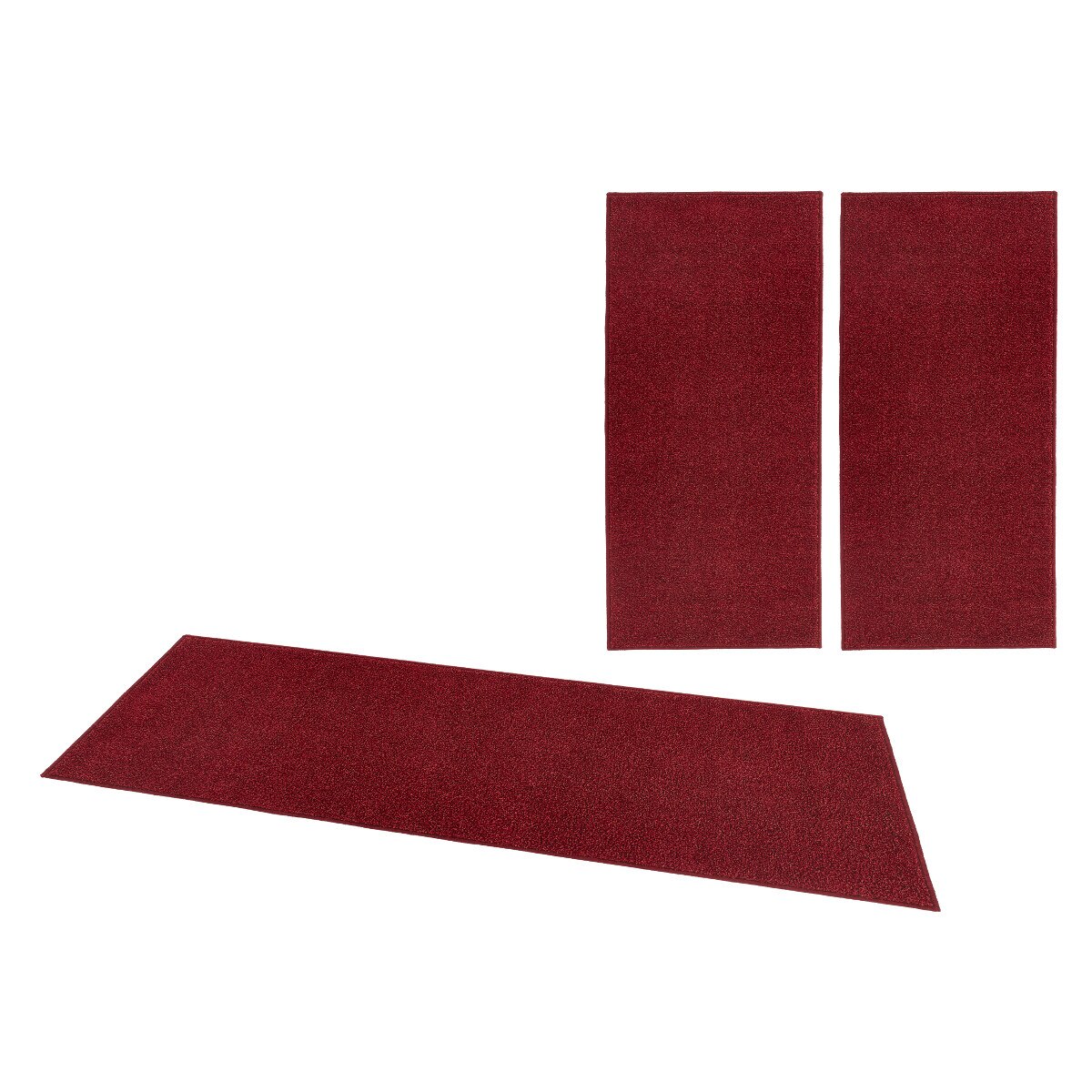 Set 3 Covoare Unicolor Pure, Rosu, 70x140/240, C480-472212