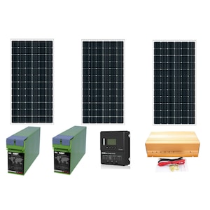 Sistem kit Solar Fotovoltaic CurentGratis 1100wp 1.5KW 24V MPPT 2 Acumulatori 310A 3 Panouri Monocristaline 350-370W Panouri solare