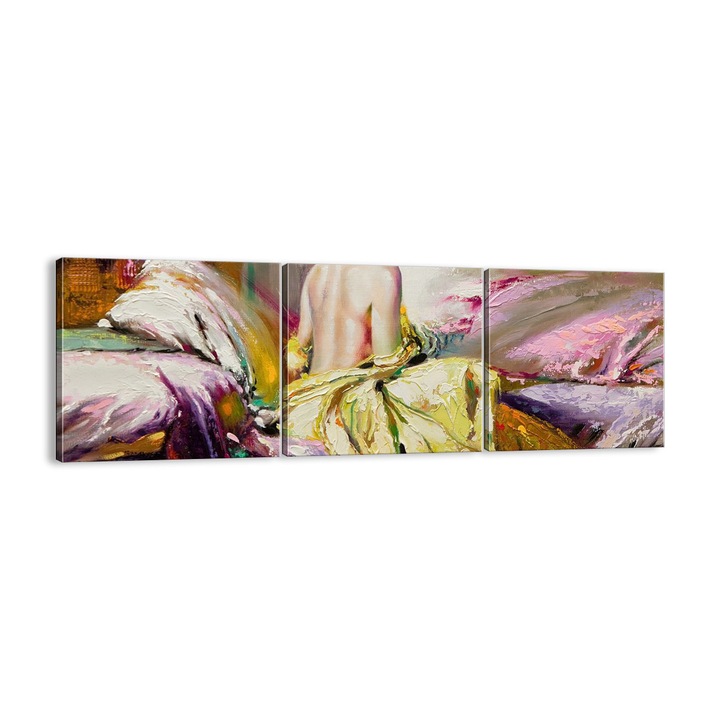 Tablou Canvas, 90x30 cm, Femeie In Rochie De Flori, CA90x30-3524