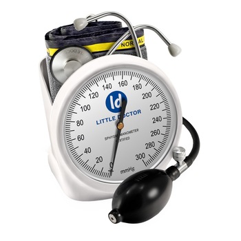 Tensiometru mecanic Little Doctor LD 100, stetoscop inclus, Suport de birou, Spatiu de depozitare manseta, Diametru manometru 11 cm, Alb Tensiometru mecanic Little Doctor LD 100, stetoscop inclus, Suport de birou, Spatiu de depozitare manseta, Diametru manometru 11 cm, Alb