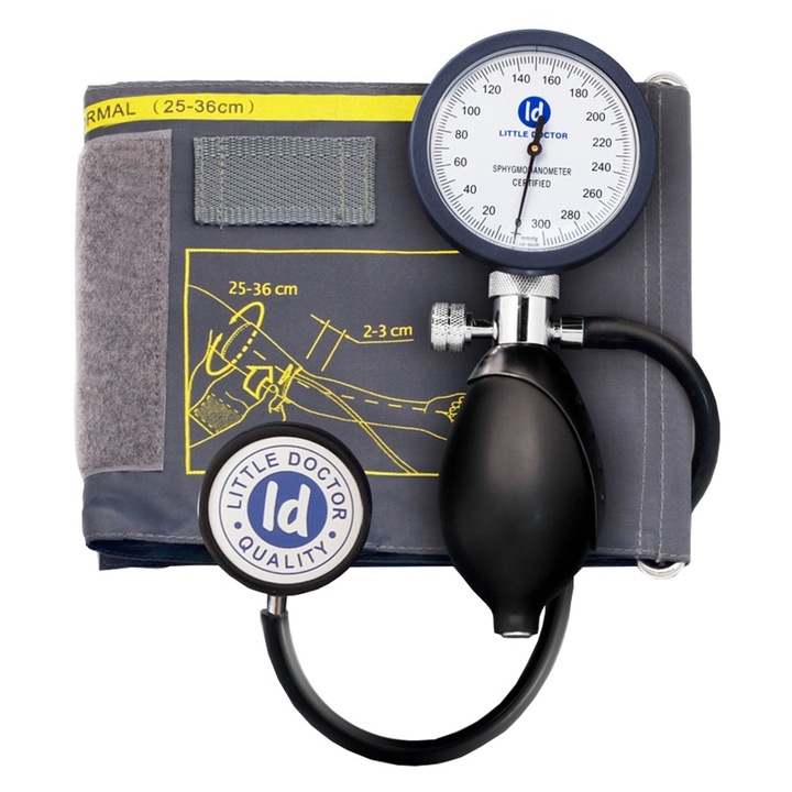 Tensiometru mecanic Little Doctor LD 81, stetoscop inclus, Manometru mare, Spatiu pentru stetoscop, Utilizare stanga-dreapta