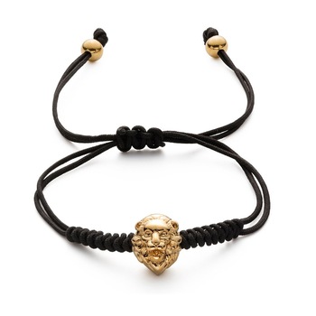 Bratara macrame ajustabila pentru barbati cu cap de leu auriu Bratara macrame ajustabila pentru barbati cu cap de leu auriu