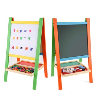 Tabla din Lemn cu Doua Fete si Suport Colour 65 cm, Krista® Tabla din Lemn cu Doua Fete si Suport Colour 65 cm, Krista®