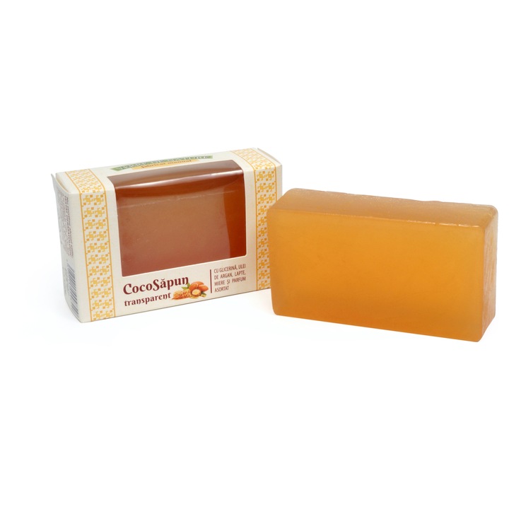 CocoSapun transparent cu argan, lapte, miere si parfum asortat 100 g