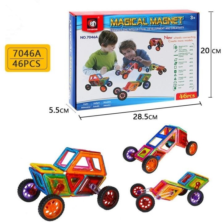 Set Joaca Constructie IDL Transformer cu 46 piese magnetice cu posibilitate de imbinare ce pot realiza poduri ,case si vehicule, ideale pentru o distractie de neuitat alaturi de cei mici si prieteni