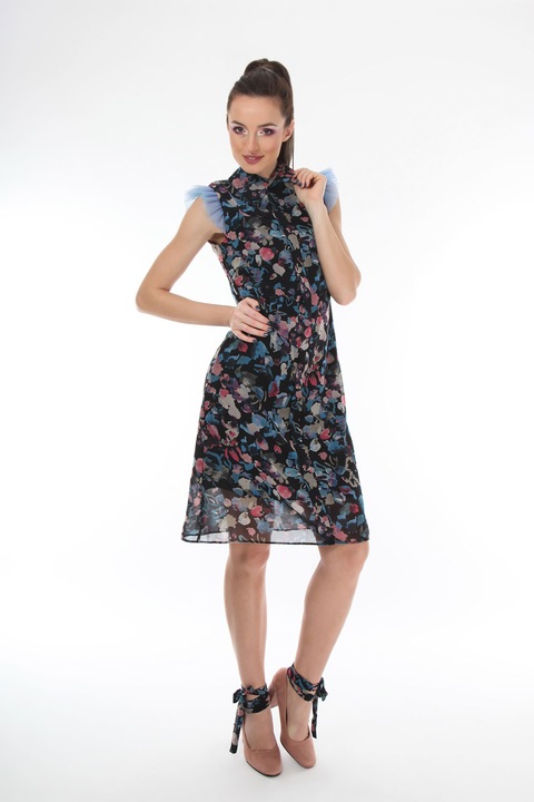 Rochie multicolora cu guler, Onibon, marime 38