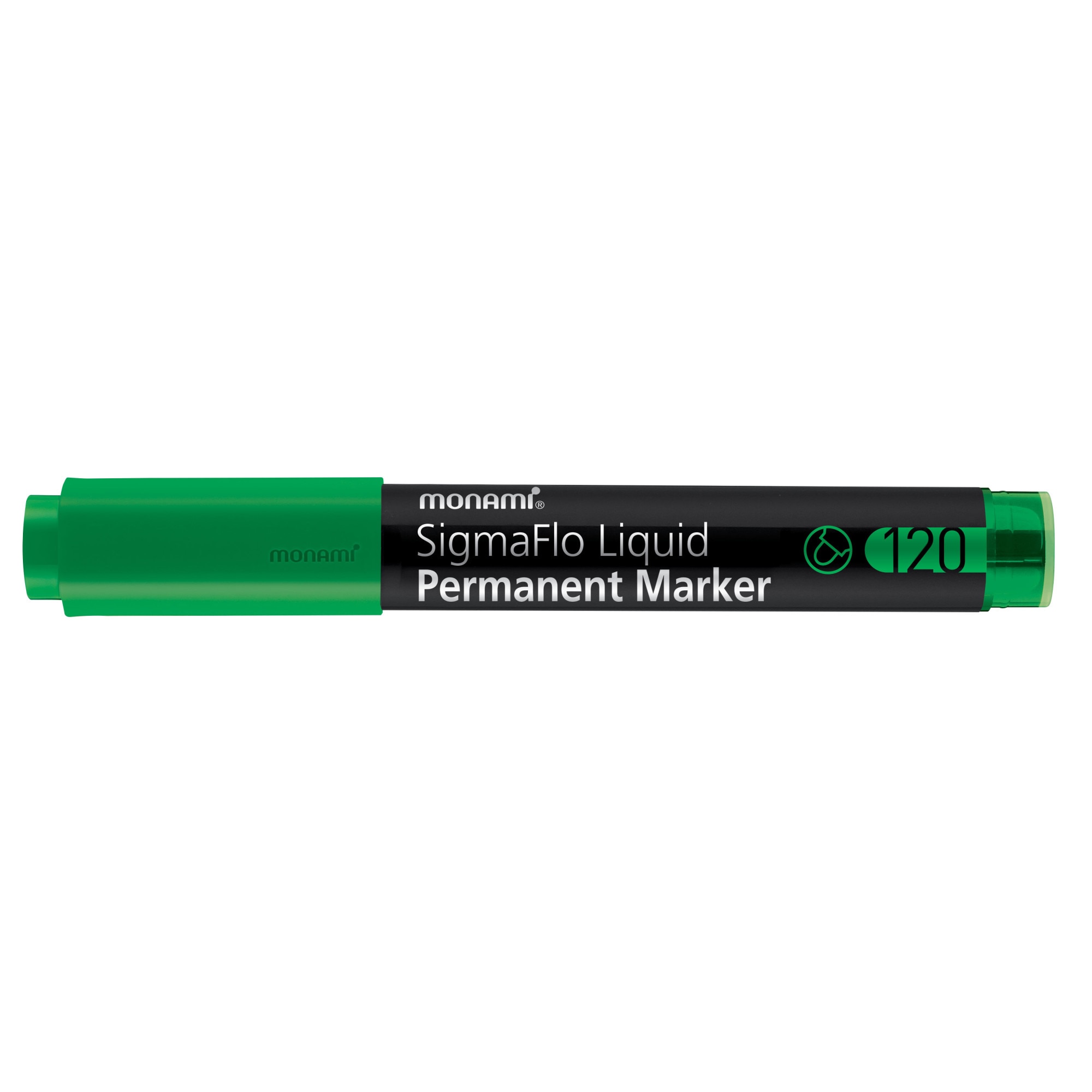 Marker permanent Monami SigmaFlo varf rotund de 2 mm verde