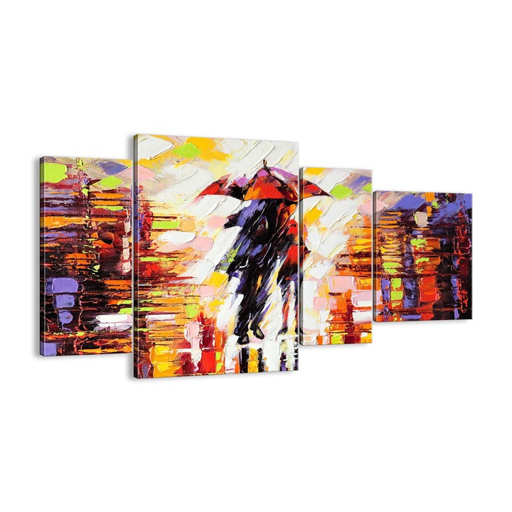 Tablou Canvas, 120x70 cm, Cuplu Ploaie Umbrela, DL120x70-3527
