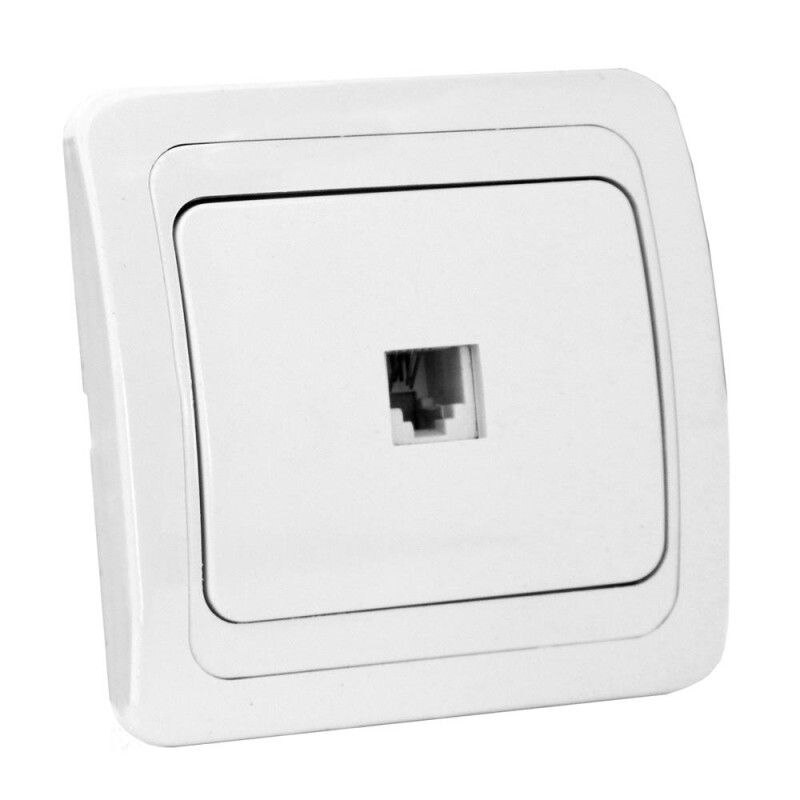 Priza Telefon Simpla 6P4C Eco, ingropat, alb