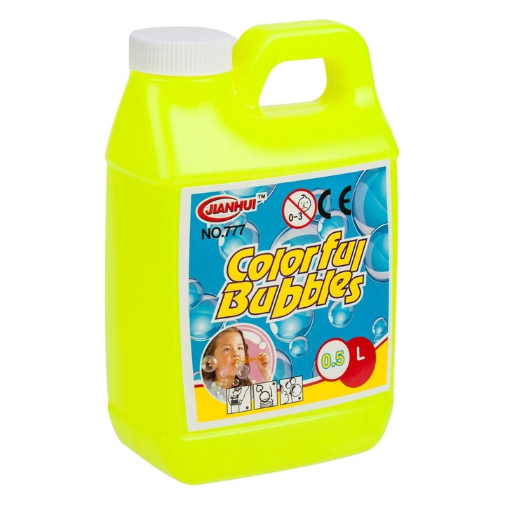 Sticla cu solutie pentru baloane de sapun, 0.5L, galben , J012