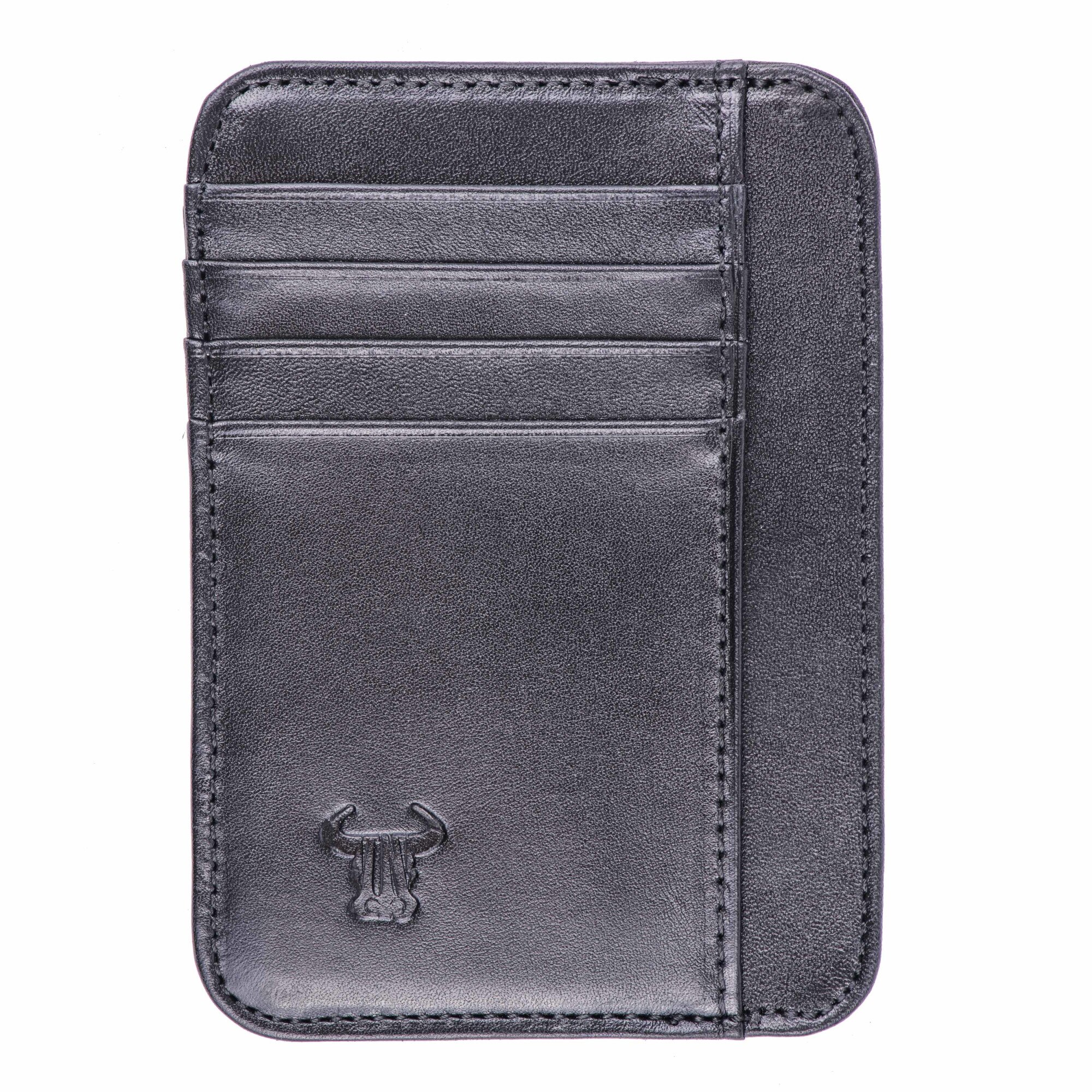 Portcard slim piele,Toro Nero, Open wallet black