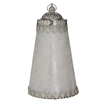 Felinar cu LED din sticla si metal, argintiu, 12.5 x 22.5 cm Felinar cu LED din sticla si metal, argintiu, 12.5 x 22.5 cm