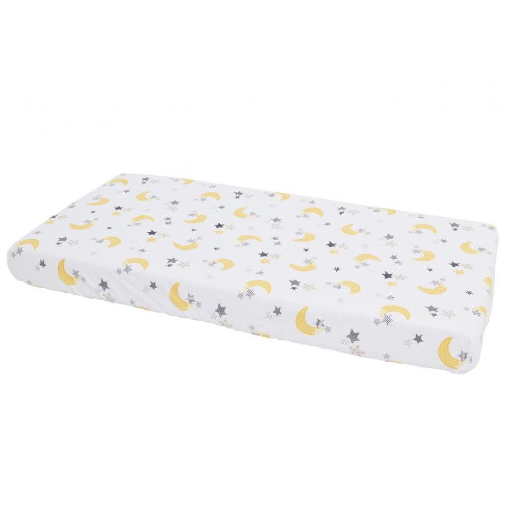 Cearceaf din bumbac cu elastic Yellow Moon White 120x60 cm