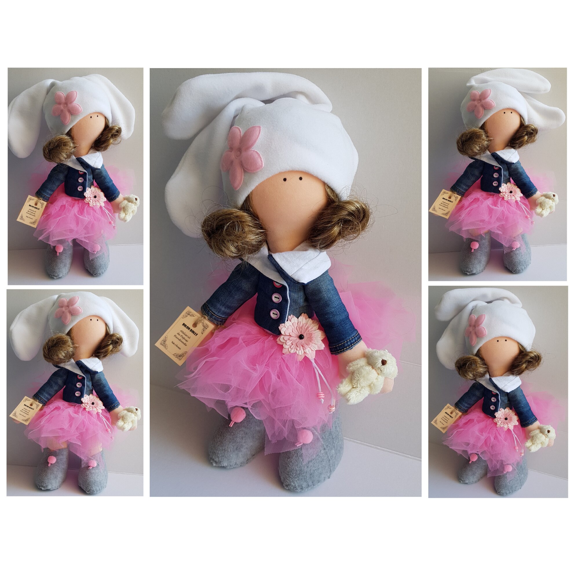 Papusa Biloo Doll Evelina - Model Unicat - Creatie handmade - dimensiune 43 cm