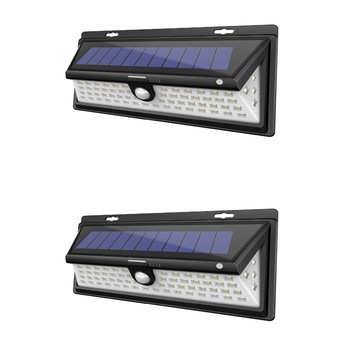 Set 2 lampi solare de perete cu senzor de miscare si lumina cu 90 leduri Set 2 lampi solare de perete cu senzor de miscare si lumina cu 90 leduri