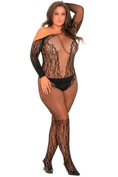 Catsuit, Rene Rofe, Make You Melt Bodystocking, plasa, negru, Plus Size EU Catsuit, Rene Rofe, Make You Melt Bodystocking, plasa, negru, Plus Size EU