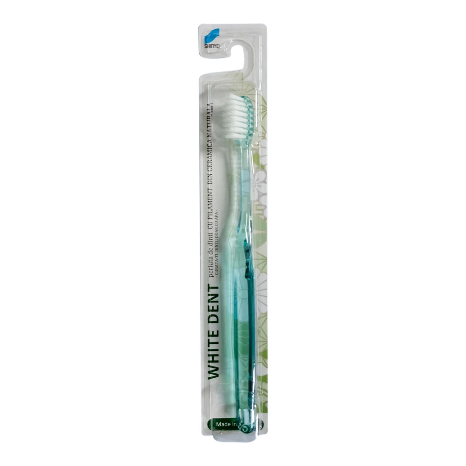 Periuta de dinti inovativa, White Dent, Crystal Fresh, cu filament din ceramica naturala, nu necesita folosirea unei paste de dinti, verde