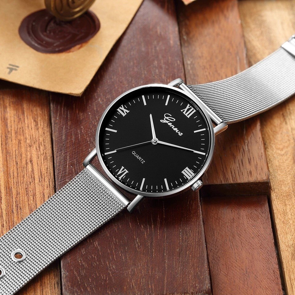 Ceas dama elegant Geneva Jolie, silver-negru