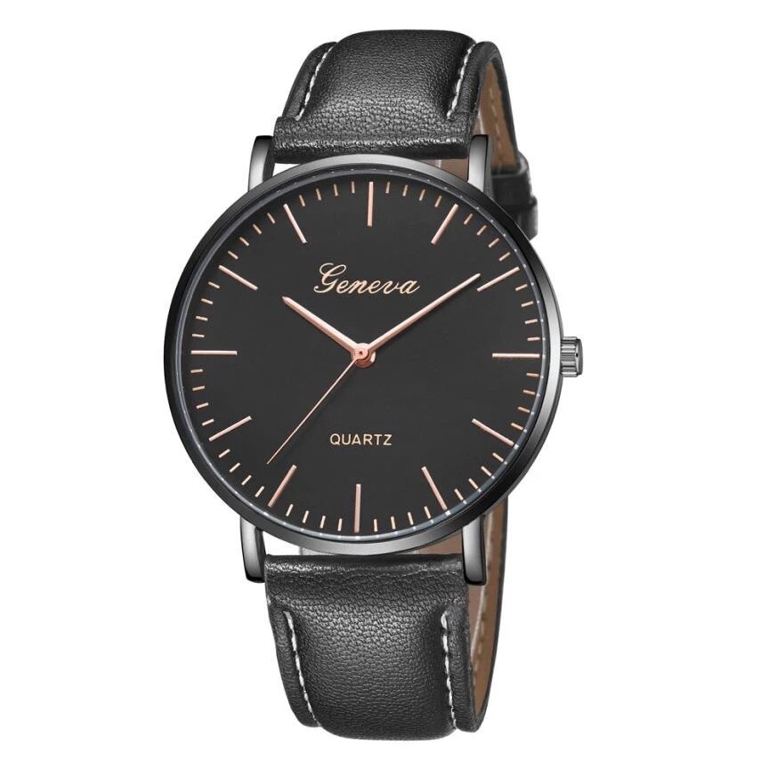 Ceas dama elegant Geneva Delight, negru cifre rose gold