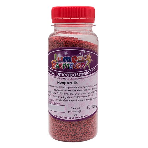 Nonpareils rosu, 1mm, 130g - Lumea Basmelor