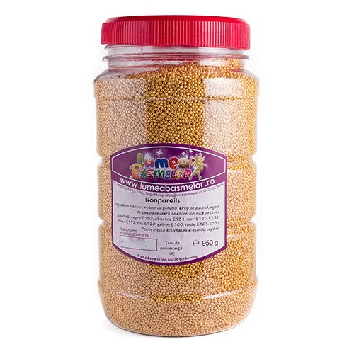 Nonpareils auriu, 1 mm, 950g - Lumea Basmelor
