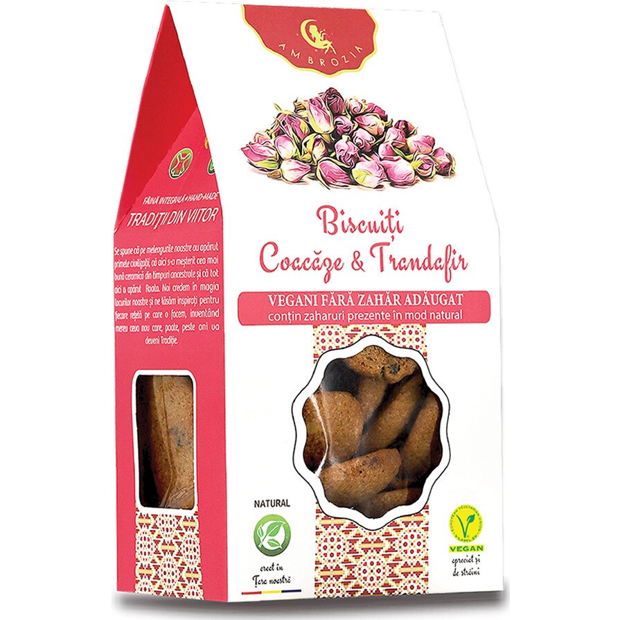 Biscuiti Vegani coacaze & trandafiri, Ambrozia, 150 g