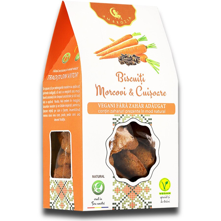 Biscuiti vegani morcovi & cuisoare, Ambrozia, 150 g