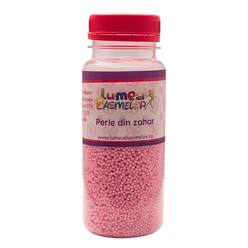 Nonpareils roz, 1mm, 130g - Lumea Basmelor