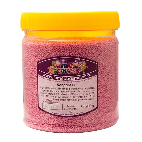 Nonpareils roz, 1mm, 950g - Lumea Basmelor