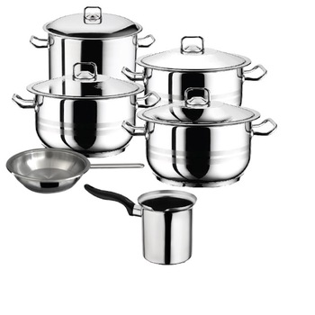 Set 4 oale cu capac si tigaie 9 piese ibric 500ml HASCEVHER GASTRO Set 4 oale cu capac si tigaie 9 piese ibric 500ml HASCEVHER GASTRO