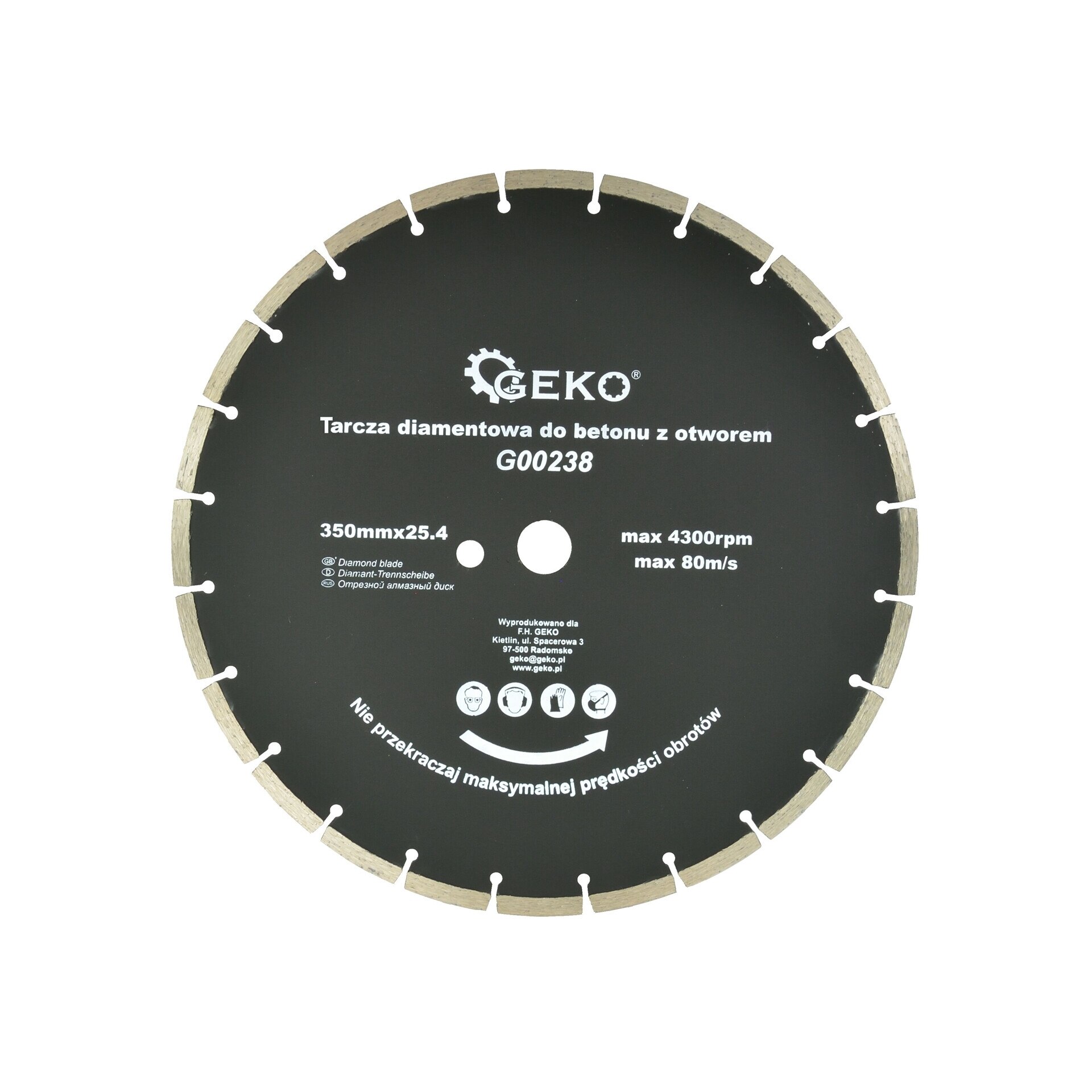 Disc segmentat pentru beton 350x25,4mm, Geko G00238
