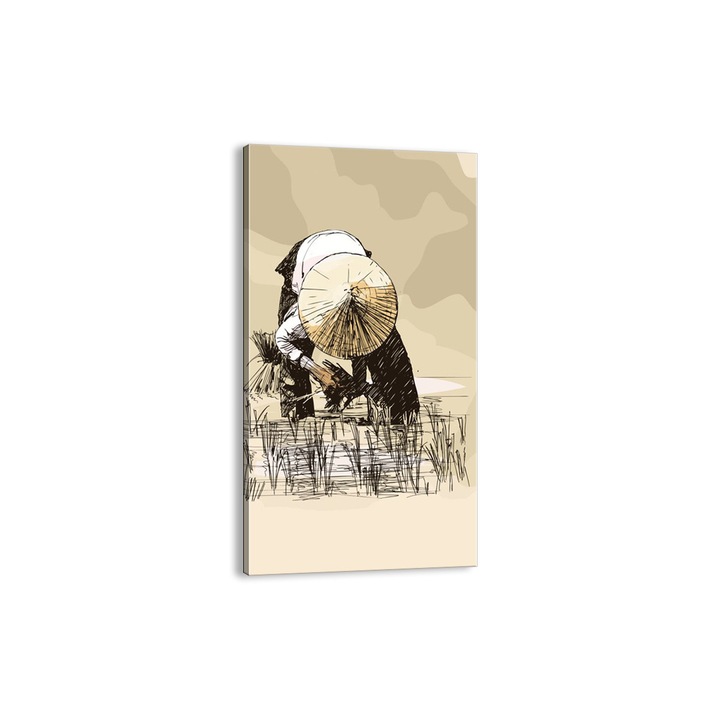 Tablou Canvas, 65x120 cm, Recolta Orezului Chinezesc, PA65x120-3539