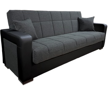 Canapea extensibila olivia,lada depozitare 220/85/80 gri/negru Canapea extensibila olivia,lada depozitare 220/85/80 gri/negru